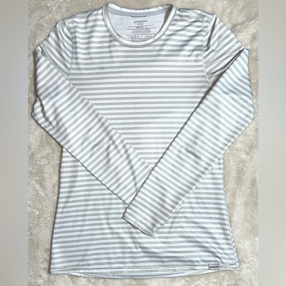 Patagonia Tops - Patagonia Gray and White Striped Long Sleeve Tee